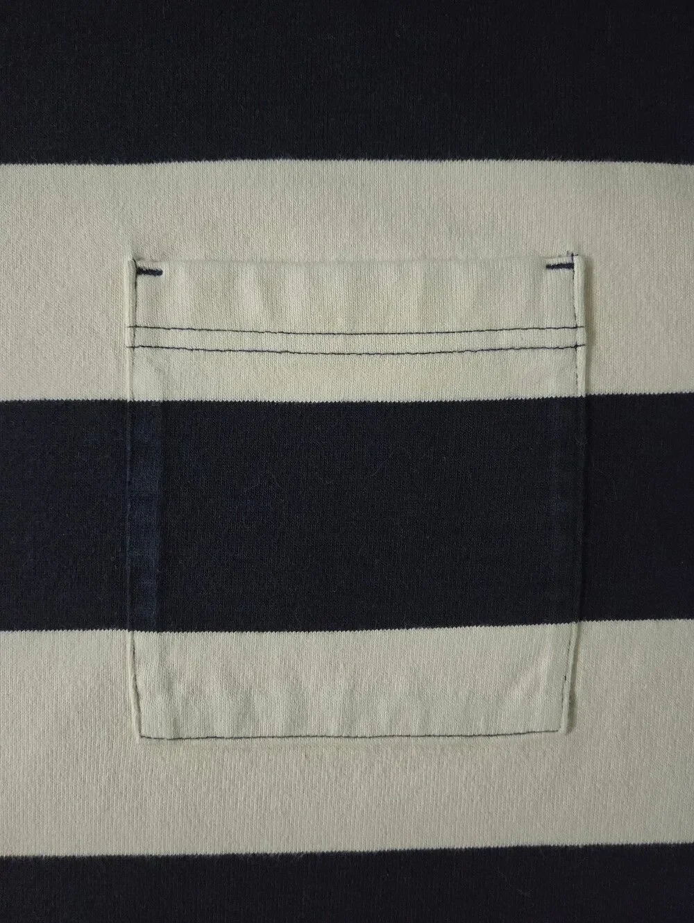 Banana Republic Men's Heavy Jersey Navy Preppy Stripe Boxy Pullover Shirt